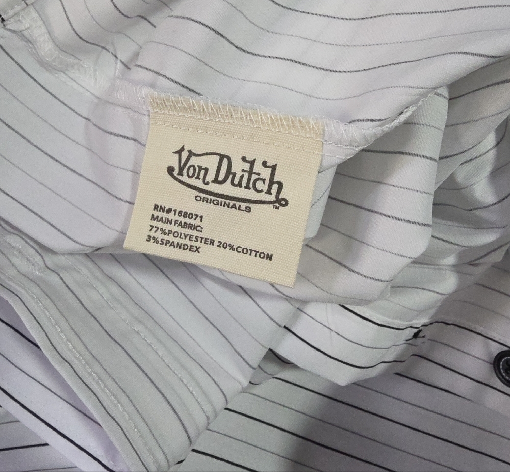 Von Dutch White Pinstripe Short-Sleeve Shirt - Picture 9 of 9